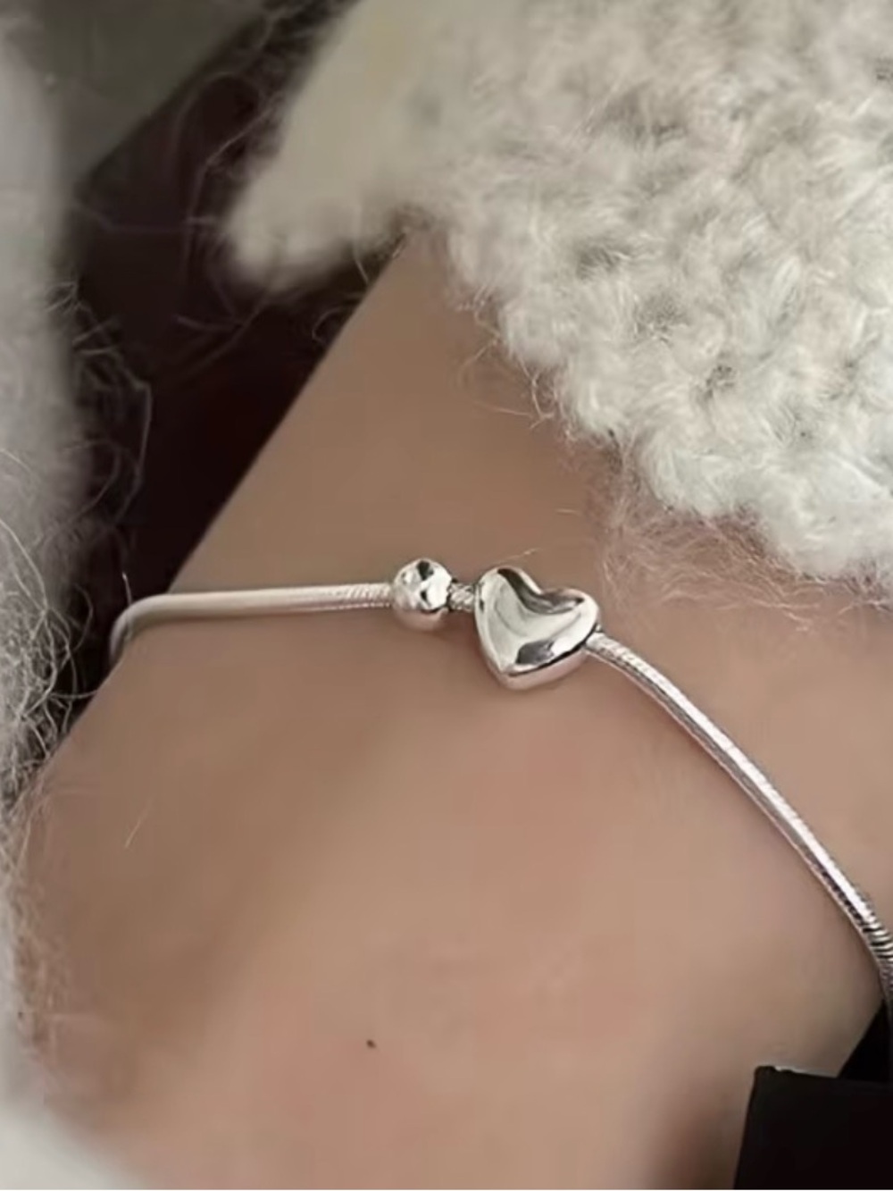 Silver Heart Charm Bracelet - Women's Jewelry